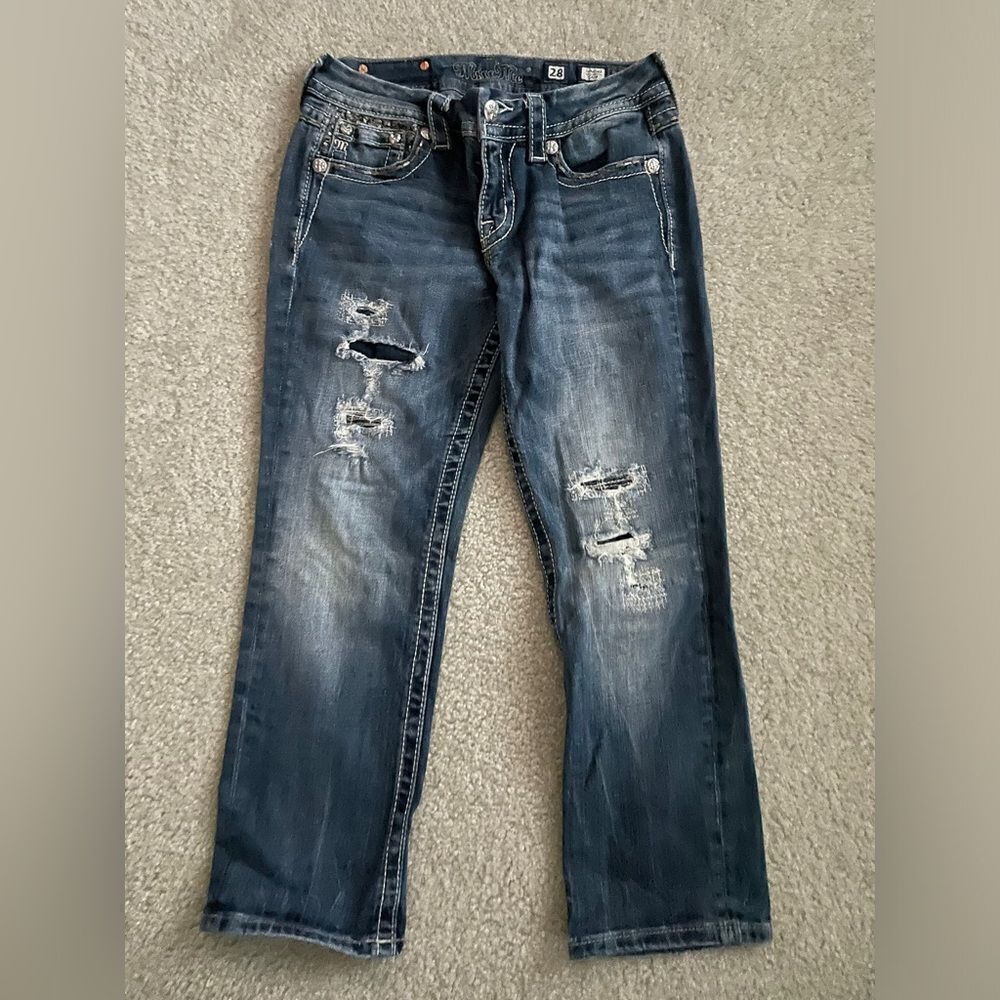 Miss Me Signature Crop embellished denim